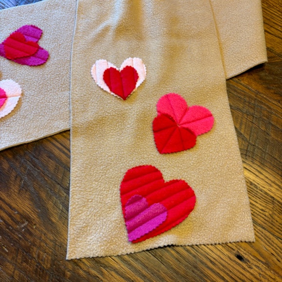 2 Cozy, Unique & Cute Handmade Fleece Scarves with Fleece Hearts - Picture 4 of 14